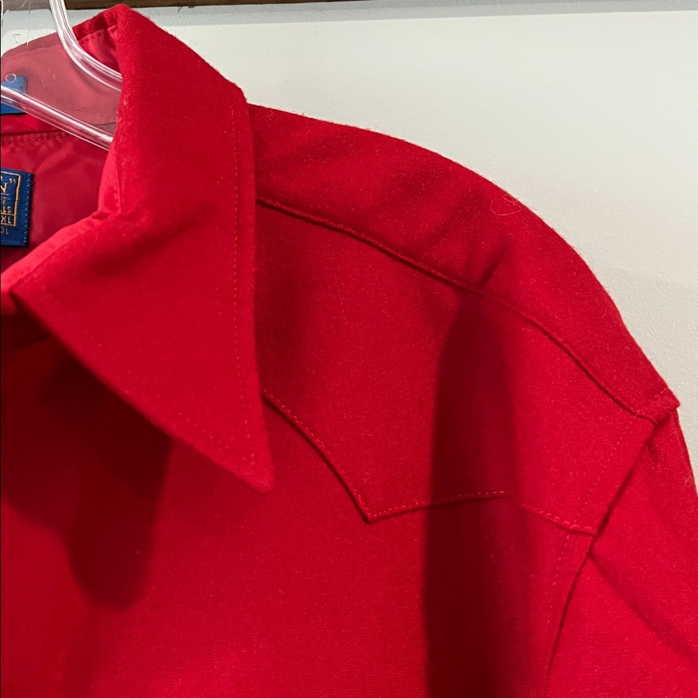 Pendleton - Vibrant Red Wool Shirt, Button Down - image 6